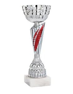 Coupe Économique Métal - 36 cm - Argent / Rouge - Réf FSP-2934