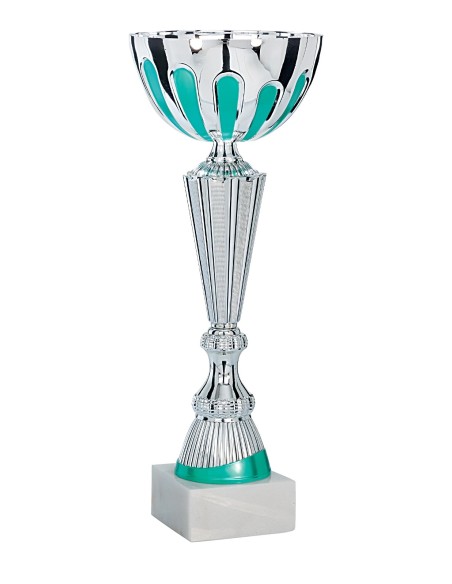 Coupe Économique Métal - 31 cm - Argent / Vert pastel - Réf FSP-2952