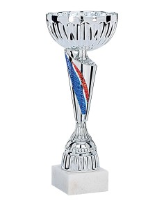 Coupe Économique Métal - 28 cm - Argent / Bleu / Rouge - Réf FSP-3351