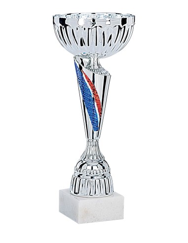 Coupe Économique Métal - 28 cm - Argent / Bleu / Rouge - Réf FSP-3351