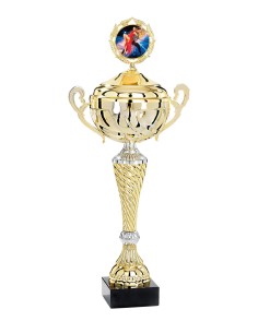 Coupe Premium Métal avec couvercle - 39 cm - Or / Argent - Réf FSP-4011WG10C