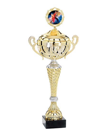 Coupe Premium Métal avec couvercle - 43 cm - Or / Argent - Réf FSP-4012WG12C
