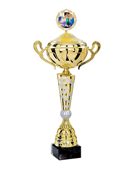 Coupe Premium Métal avec couvercle - 40 cm - Or / Argent Mat - Réf FSP-4181WG10C
