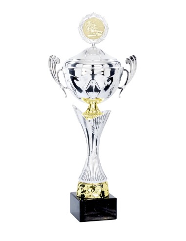 Coupe Premium Métal avec couvercle - 52 cm - Argent / Or - Réf FSP-4254WS16C