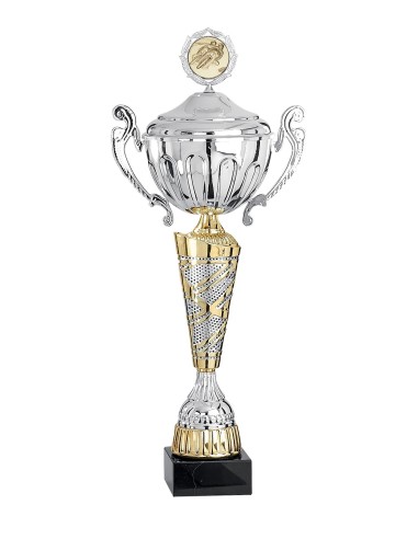 Coupe Premium Métal avec couvercle - 44 cm - Or / Argent - Réf FSP-4552WS12C
