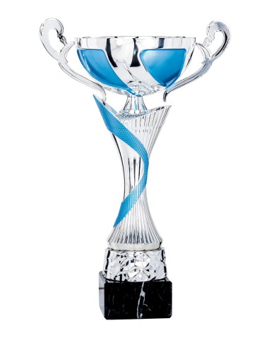 Coupe Classique Métal - 35 cm - Argent / Bleu - Réf FSP-4602