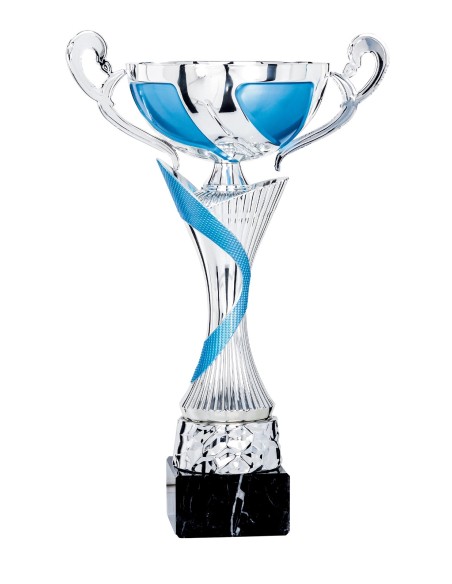 Coupe Classique Métal - 35 cm - Argent / Bleu - Réf FSP-4602