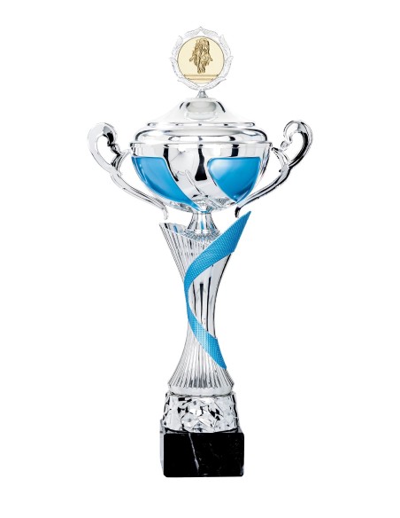 Coupe Classique Métal avec couvercle - 45 cm - Argent / Bleu - Réf FSP-4602WS12C