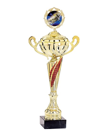 Coupe Classique Métal avec couvercle - 42 cm - Or / Rouge - Réf FSP-4641WG10C