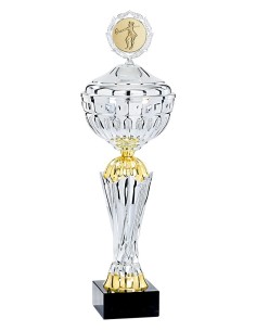Coupe Classique Métal avec couvercle - 44 cm - Argent / Or - Réf FSP-4851WS14C