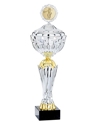 Coupe Classique Métal avec couvercle - 44 cm - Argent / Or - Réf FSP-4851WS14C