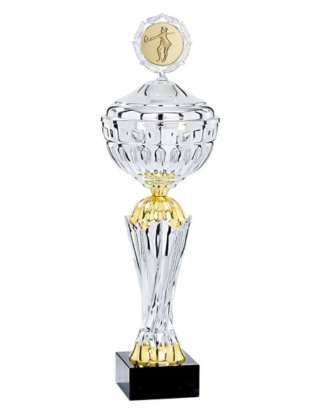 Coupe Classique Métal avec couvercle - 49 cm - Argent / Or - Réf FSP-4852WS16C