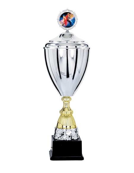 Coupe Classique Métal avec couvercle - 43 cm - Argent / Or - Réf FSP-5072WS14C