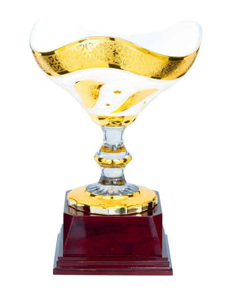 Coupe Classique Verre - 35 cm - Blanc / Or - Réf FSP-5193