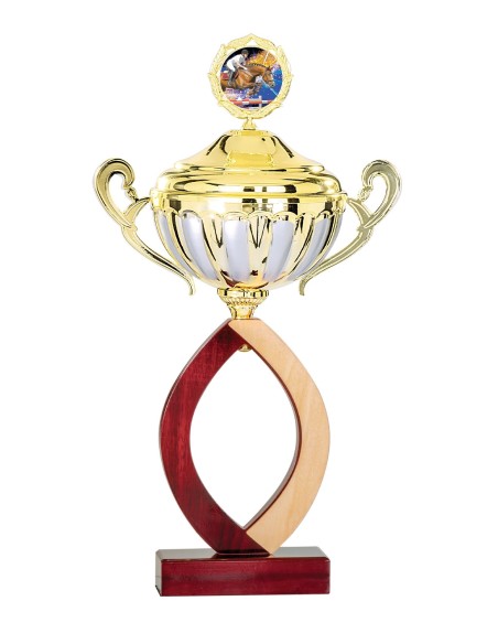 Coupe Classique Bois avec couvercle - 46 cm - Or / Argent Mat - Réf FSP-5242WG16C