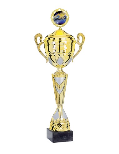 Coupe Classique Métal avec couvercle - 43 cm - Or / Bleu - Réf FSP-5421WG10C