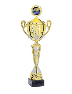 Coupe Classique Métal avec couvercle - 53 cm - Or / Bleu - Réf FSP-5423WG14C