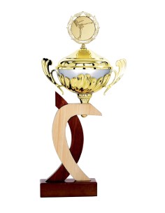 Coupe Classique Bois avec couvercle - 55 cm - Or / Argent Mat - Réf FSP-5503WG16C