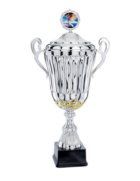 Coupe Classique Métal avec couvercle - 44 cm - Argent / Or - Réf FSP-5561WS14C