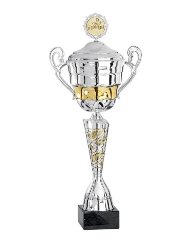 Coupe Classique Métal avec couvercle - 49 cm - Argent / Or - Réf FSP-5602WS12C
