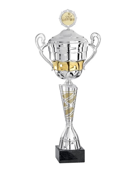 Coupe Classique Métal avec couvercle - 49 cm - Argent / Or - Réf FSP-5602WS12C