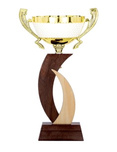 Coupe Prestige Bois - 33 cm - Or / Blanc - Réf FSP-6201