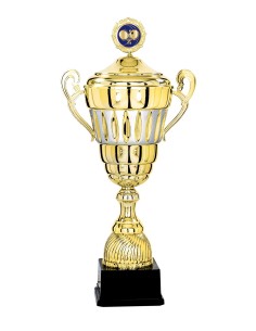 Coupe Prestige Métal avec couvercle - 61 cm - Or / Argent mat - Réf FSP-6714WG20C