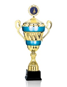 Coupe Prestige Métal avec couvercle - 45 cm - Or / Bleu - Réf FSP-6821WG14C