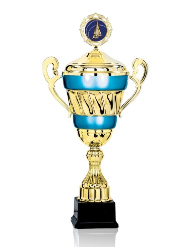 Coupe Prestige Métal avec couvercle - 55 cm - Or / Bleu - Réf FSP-6823WG18C