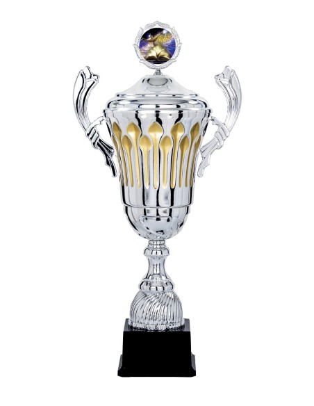 Coupe Prestige Métal avec couvercle - 55 cm - Argent / Or - Réf FSP-6912WS16C