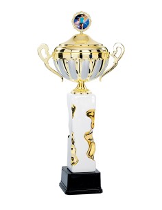 Coupe Prestige Céramique avec couvercle - 50 cm - Or / Argent Mat - Réf FSP-7191WG16C
