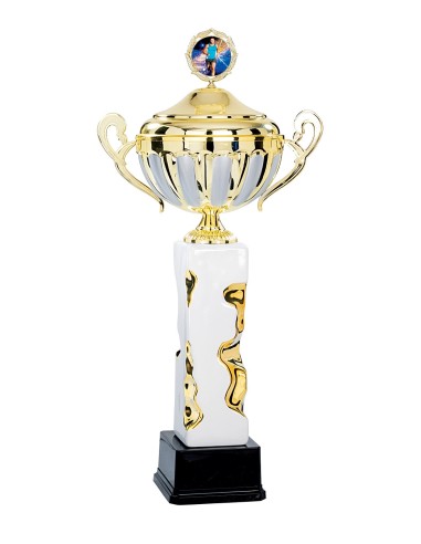 Coupe Prestige Céramique avec couvercle - 50 cm - Or / Argent Mat - Réf FSP-7191WG16C
