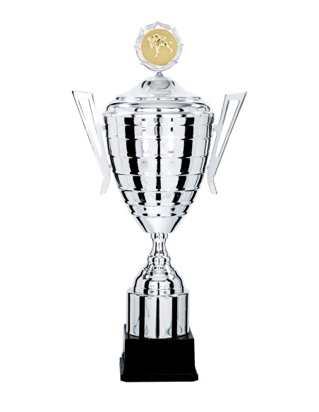 Coupe Prestige Métal avec couvercle - 59 cm - Argent - Réf FSP-7581WS18C