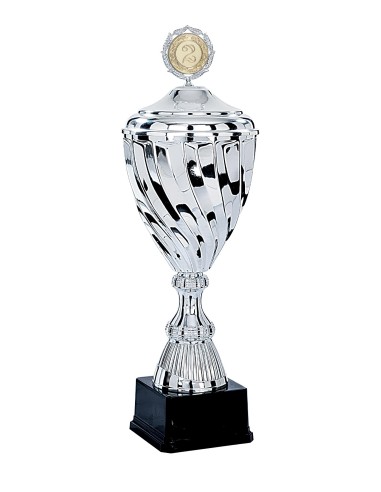 Coupe Premium Métal avec couvercle - 51 cm - Tout Argent - Réf FSP-4465WS18C