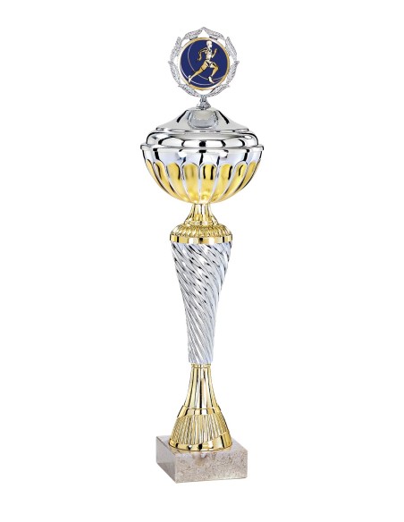Coupe Économique Métal avec couvercle - 41 cm - Argent / Or - Réf FSP-2045WS12C