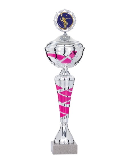 Coupe Économique Métal avec couvercle - 45 cm - Argent / Rose - Réf FSP-2075WS14C