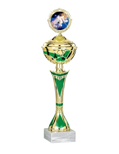 Coupe Économique Métal avec couvercle - 45 cm - Or / Vert - Réf FSP-2865WG14C