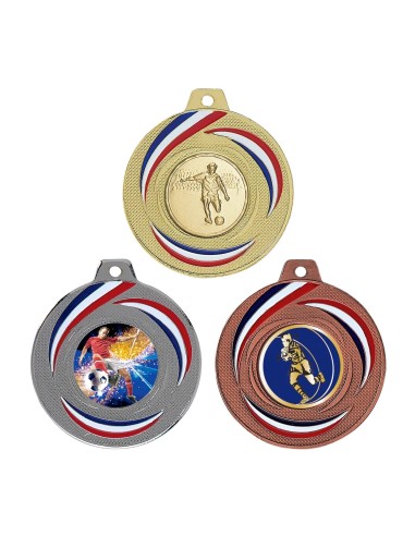 MÉDAILLE PERSONNALISABLE EN Ø50 MM. RÉF : Q-015 - FINITION OR-ARG-BRZ - RÉF FSP-Q-015