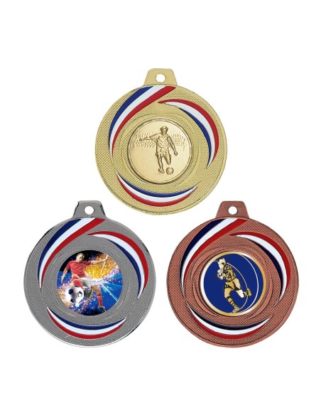 MÉDAILLE PERSONNALISABLE EN Ø50 MM. RÉF : Q-015 - FINITION OR-ARG-BRZ - RÉF FSP-Q-015
