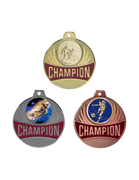 MÉDAILLE PERSONNALISABLE EN Ø50 MM. RÉF : Q-020 - FINITION OR-ARG-BRZ - RÉF FSP-Q-020