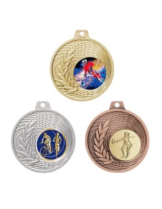 MÉDAILLE PERSONNALISABLE EN Ø50 MM. RÉF : Q-038 - FINITION OR-ARG-BRZ - RÉF FSP-Q-038