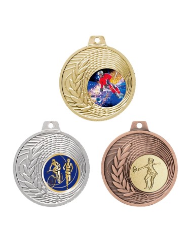 MÉDAILLE PERSONNALISABLE EN Ø50 MM. RÉF : Q-038 - FINITION OR-ARG-BRZ - RÉF FSP-Q-038