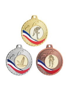 MÉDAILLE PERSONNALISABLE EN Ø50 MM. RÉF : Q-073 - FINITION OR-ARG-BRZ - RÉF FSP-Q-073