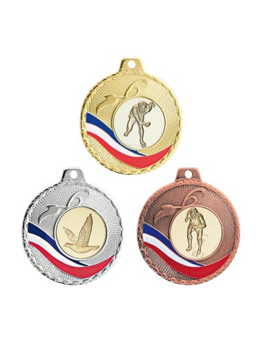MÉDAILLE PERSONNALISABLE EN Ø50 MM. RÉF : Q-073 - FINITION OR-ARG-BRZ - RÉF FSP-Q-073