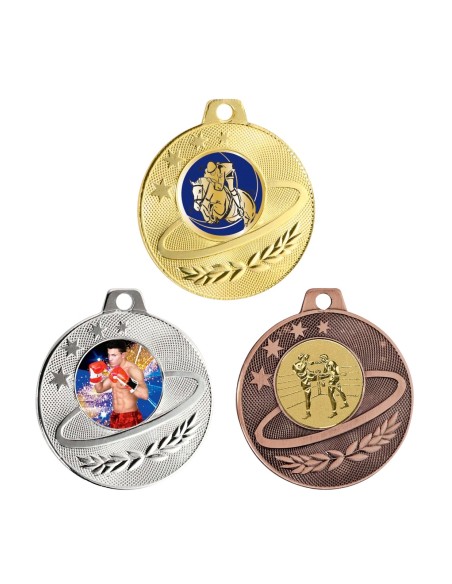 MÉDAILLE PERSONNALISABLE EN Ø50 MM. RÉF : Q-076 - FINITION OR-ARG-BRZ - RÉF FSP-Q-076