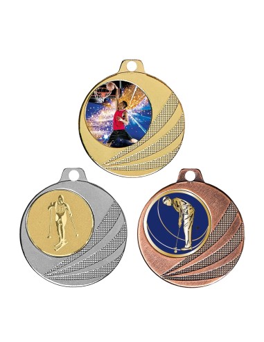 MÉDAILLE PERSONNALISABLE EN Ø50 MM. RÉF : Q-041 - FINITION OR-ARG-BRZ - RÉF FSP-Q-041