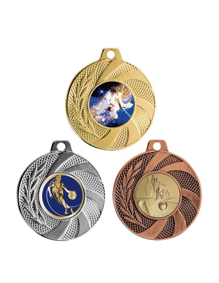 MÉDAILLE PERSONNALISABLE EN Ø50 MM. RÉF : Q-074 - FINITION OR-ARG-BRZ - RÉF FSP-Q-074