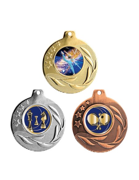 MÉDAILLE PERSONNALISABLE EN Ø50 MM. RÉF : Q-075 - FINITION OR-ARG-BRZ - RÉF FSP-Q-075