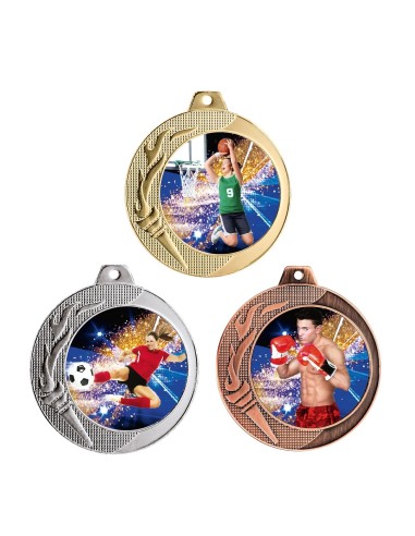 MÉDAILLE PERSONNALISABLE EN Ø50 MM. RÉF : Q-077 - FINITION OR-ARG-BRZ - RÉF FSP-Q-077