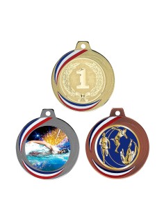 MÉDAILLE PERSONNALISABLE EN Ø70 MM. RÉF : Q-018 - FINITION OR-ARG-BRZ - RÉF FSP-Q-018